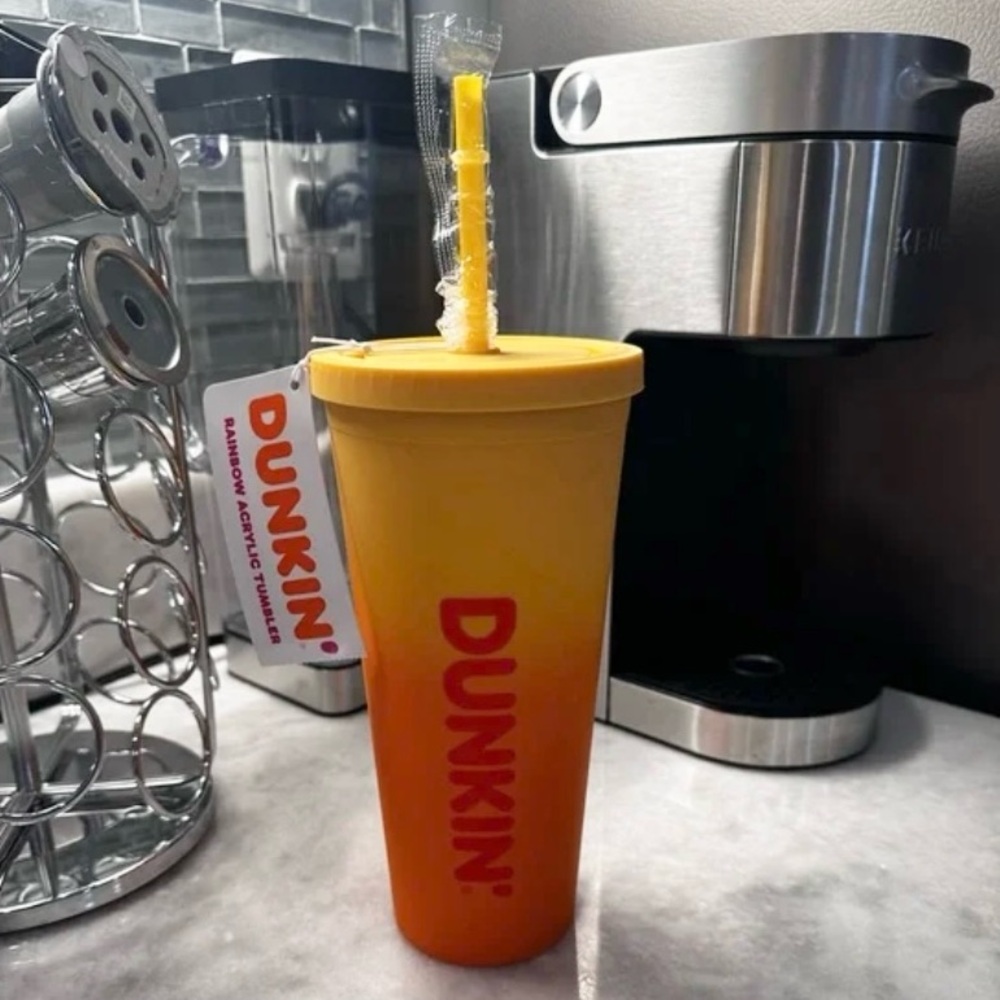 Dunkin Donuts Rainbow Collection - 24oz Acrylic Tumbler - Orange Ombre - NWT